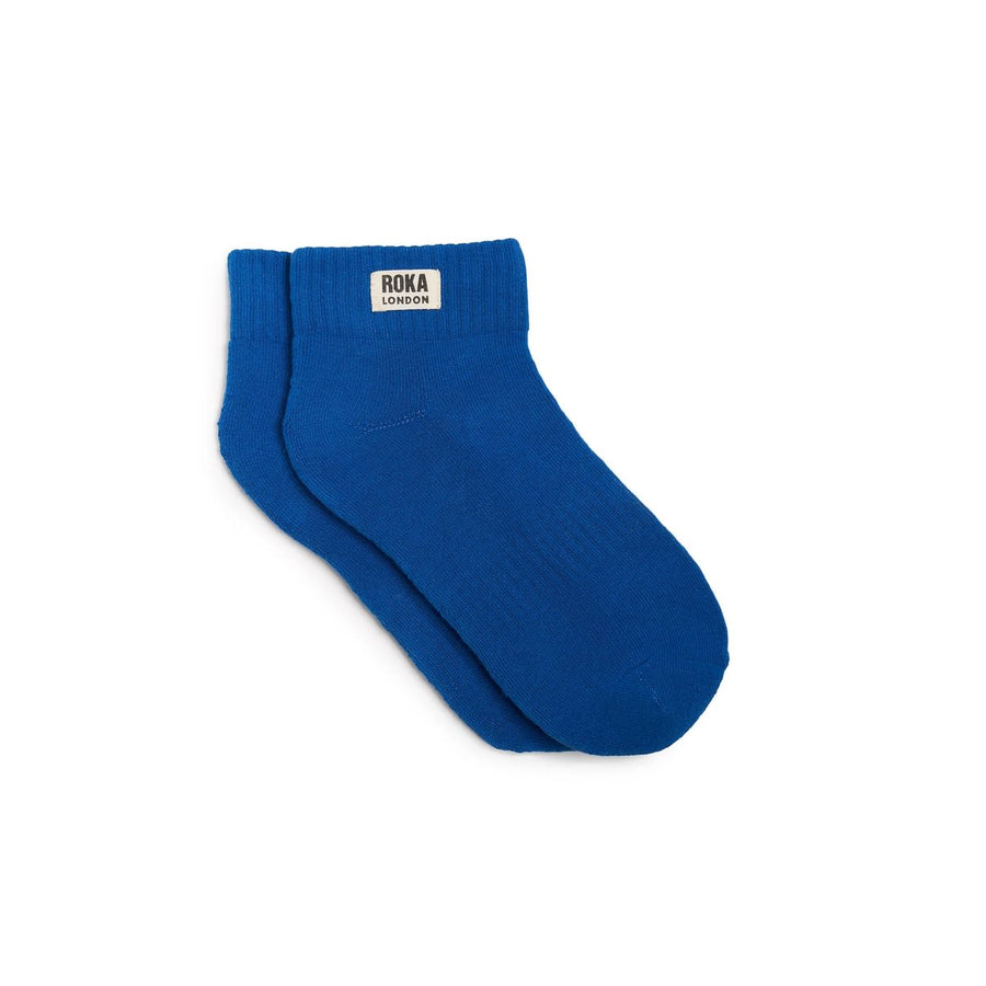 ROKA Wembley Crop Sock Bright Blue Organic Cotton
