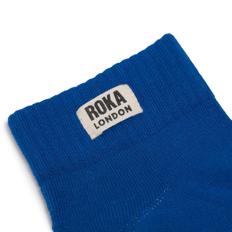 ROKA Wembley Crop Sock Bright Blue Organic Cotton