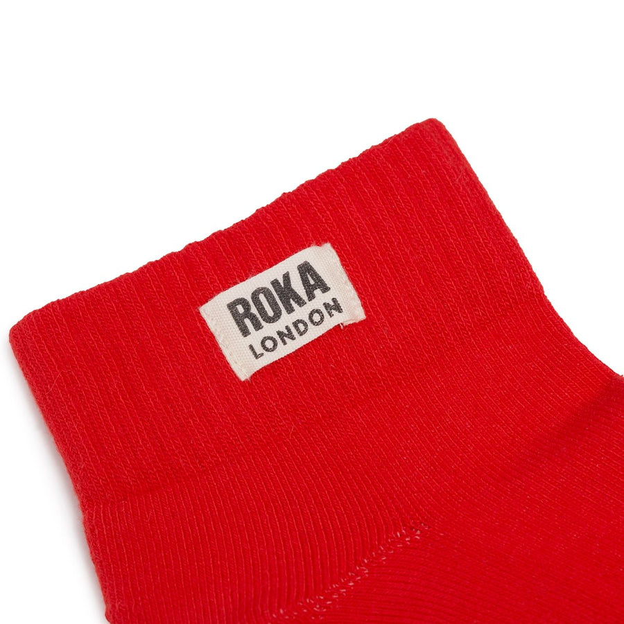 ROKA Wembley Crop Sock Cranberry Organic Cotton