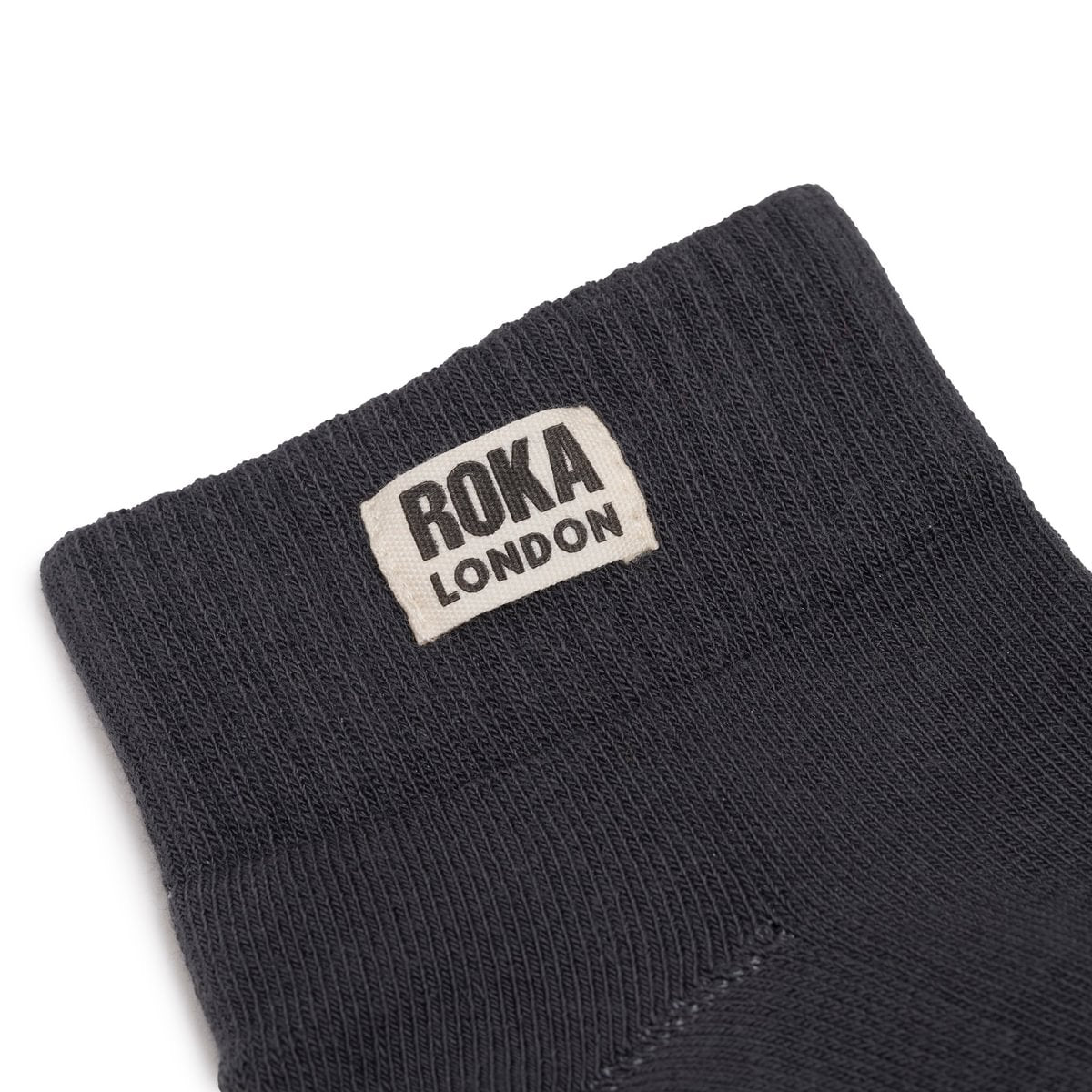 ROKA Wembley Crop Sock Faded Black Organic Cotton