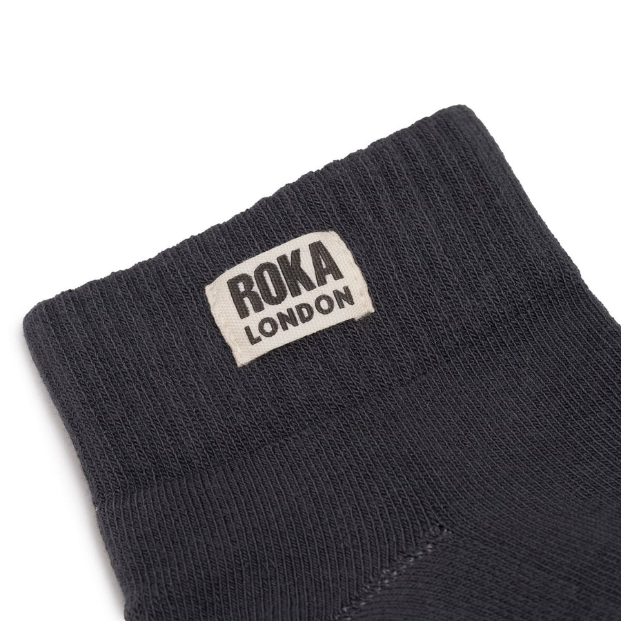 ROKA Wembley Crop Sock Faded Black Organic Cotton