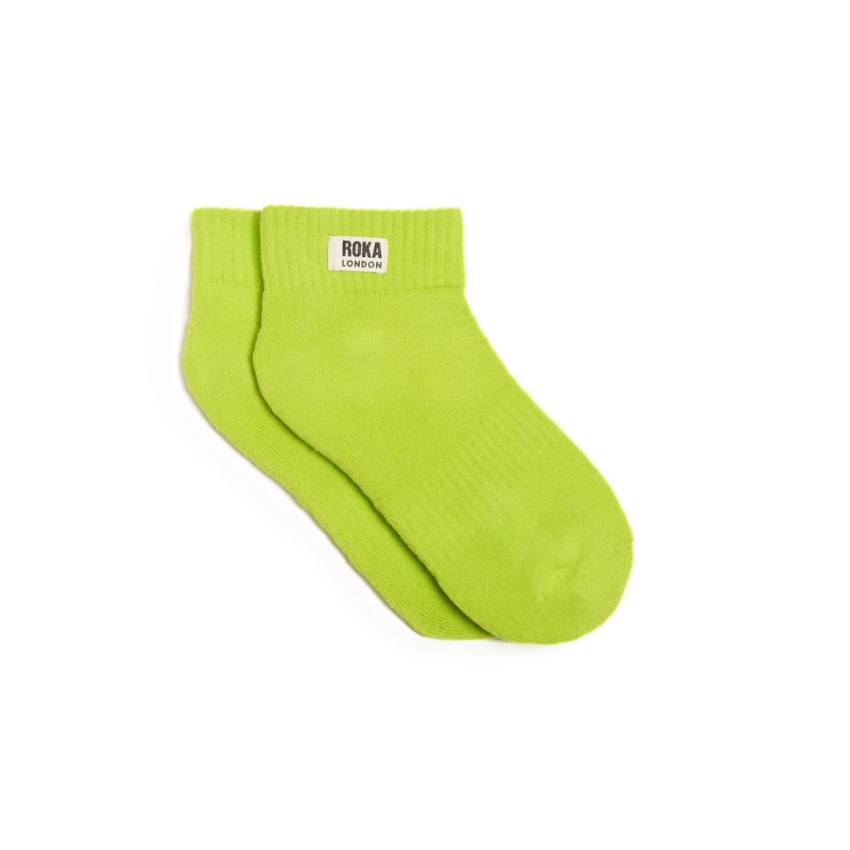 ROKA Wembley Crop Sock Lime Organic Cotton