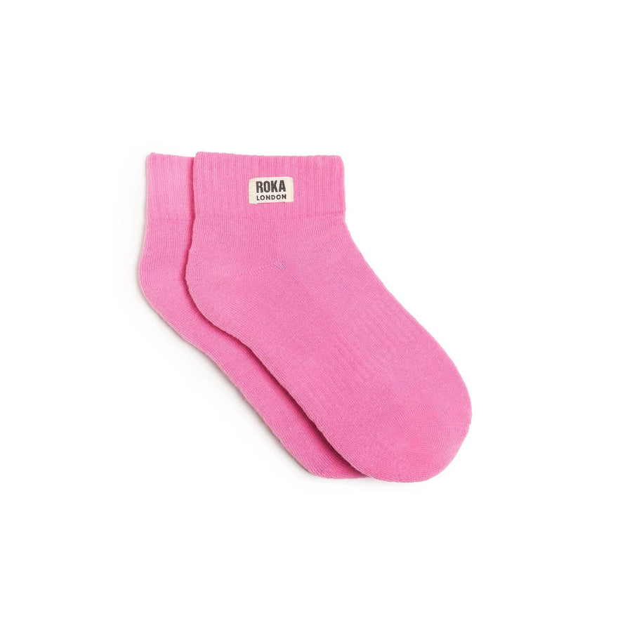ROKA Wembley Crop Sock Pink Carnation Organic Cotton