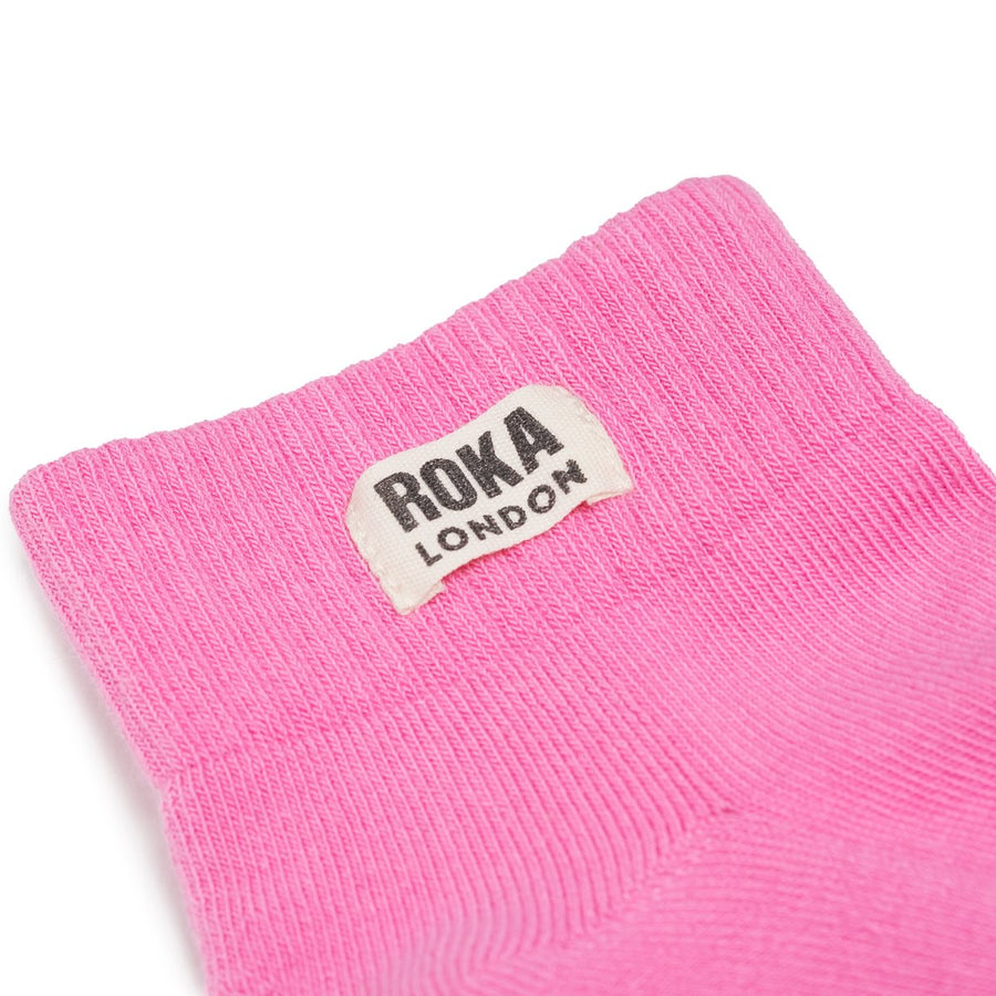 ROKA Wembley Crop Sock Pink Carnation Organic Cotton