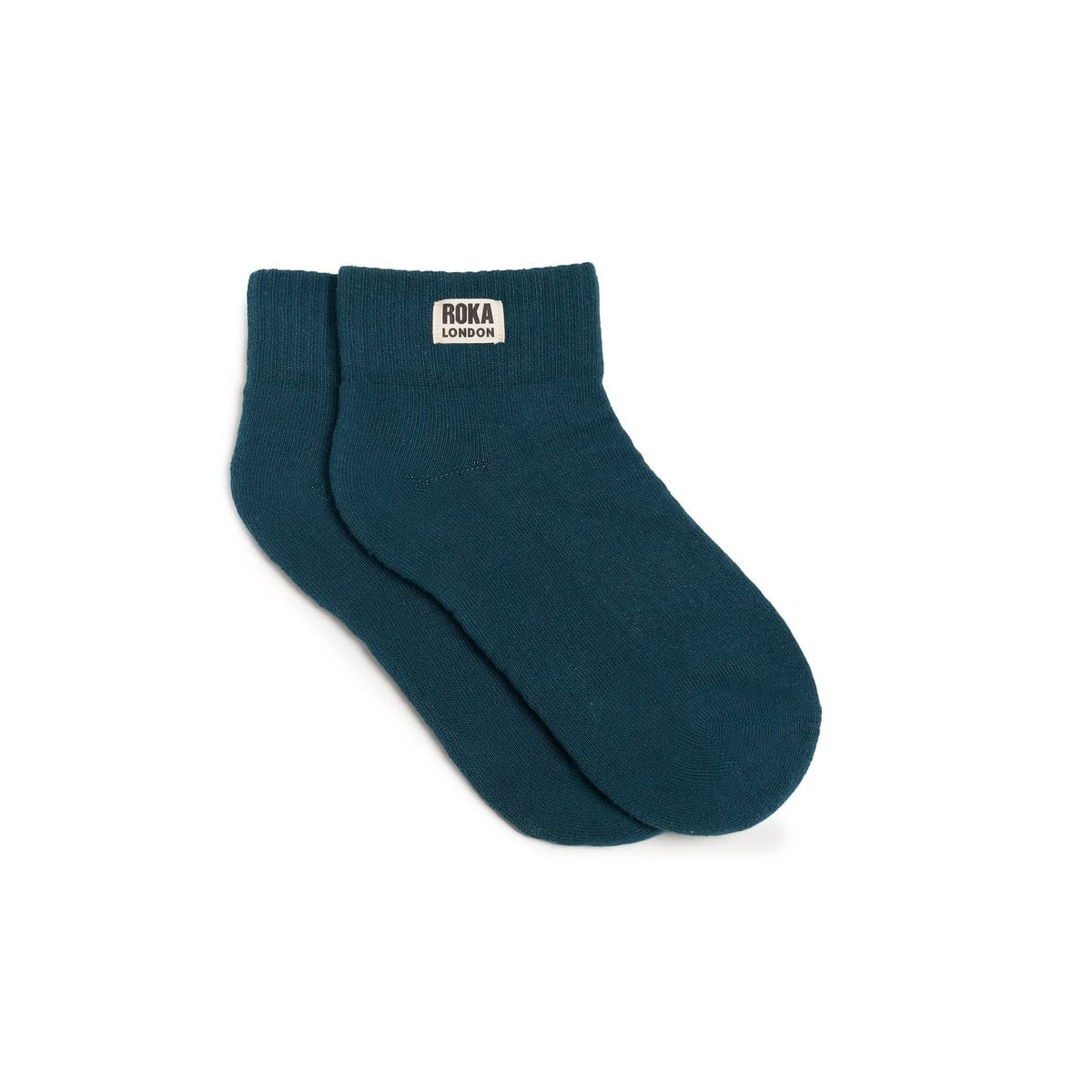 ROKA Wembley Crop Sock Teal Organic Cotton