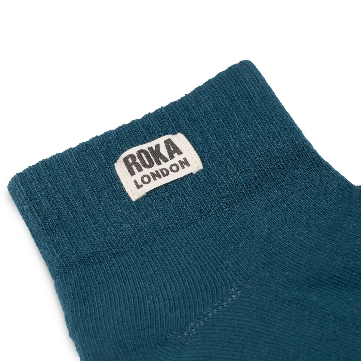 ROKA Wembley Crop Sock Teal Organic Cotton