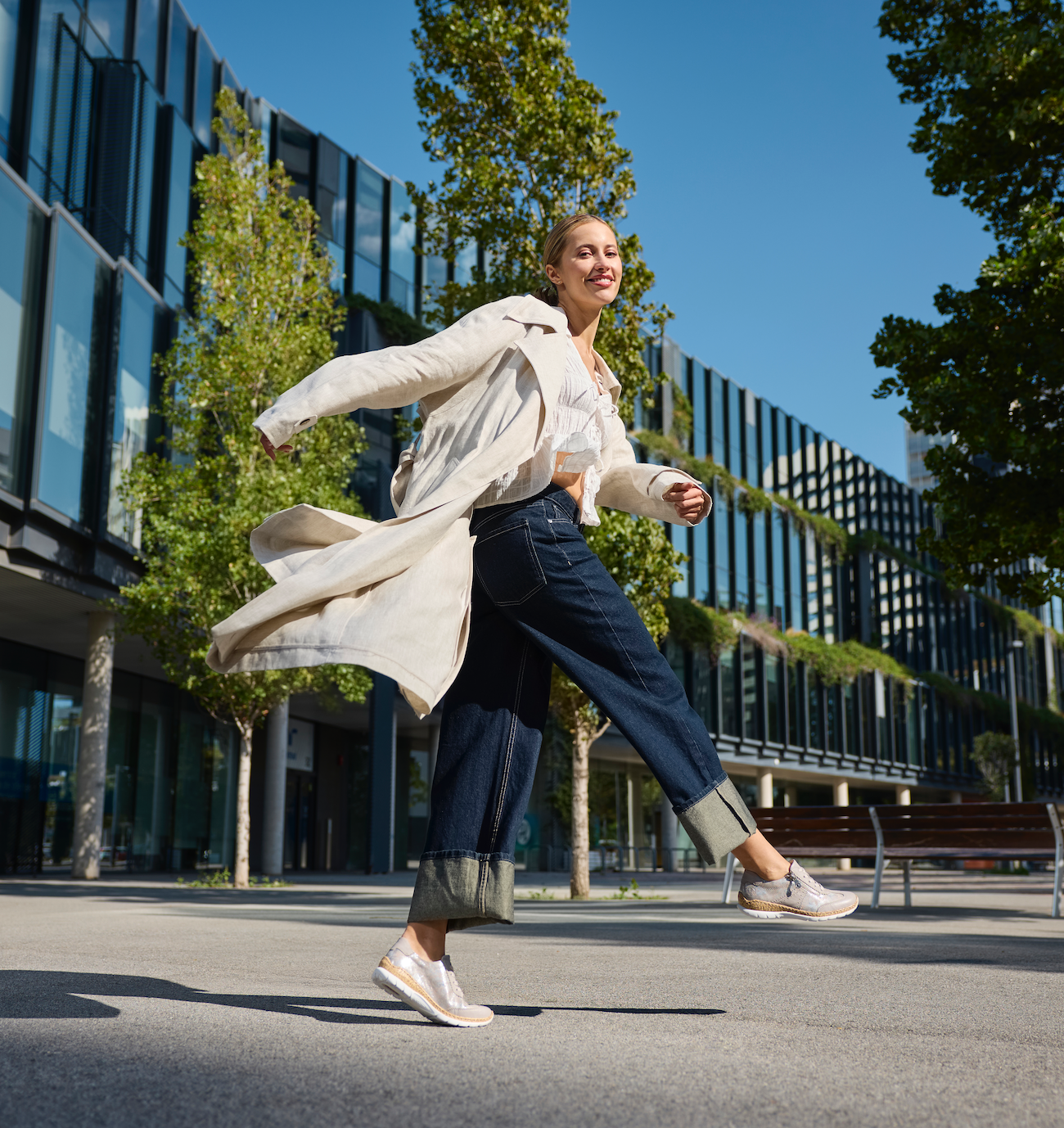 woman wearing metallic lace up shoes