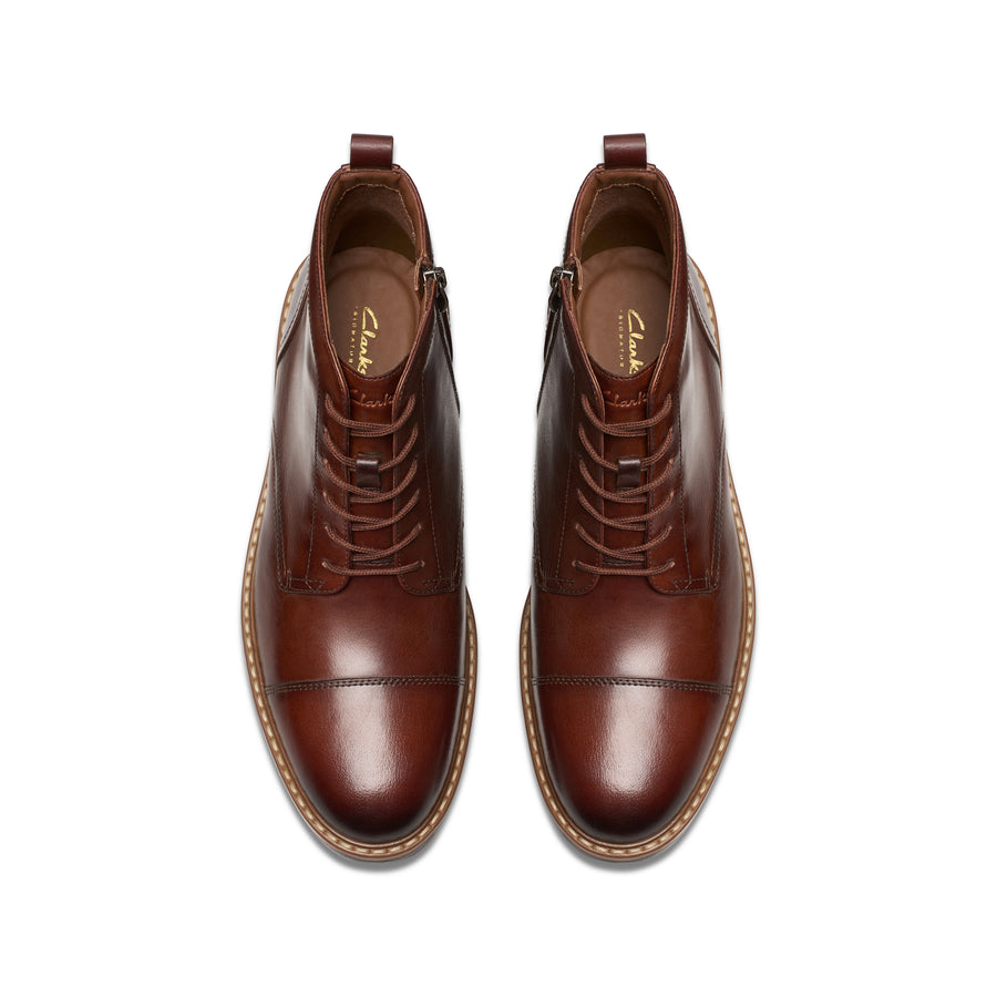 Clarks Aldwin Cap Mid Tan Leather
