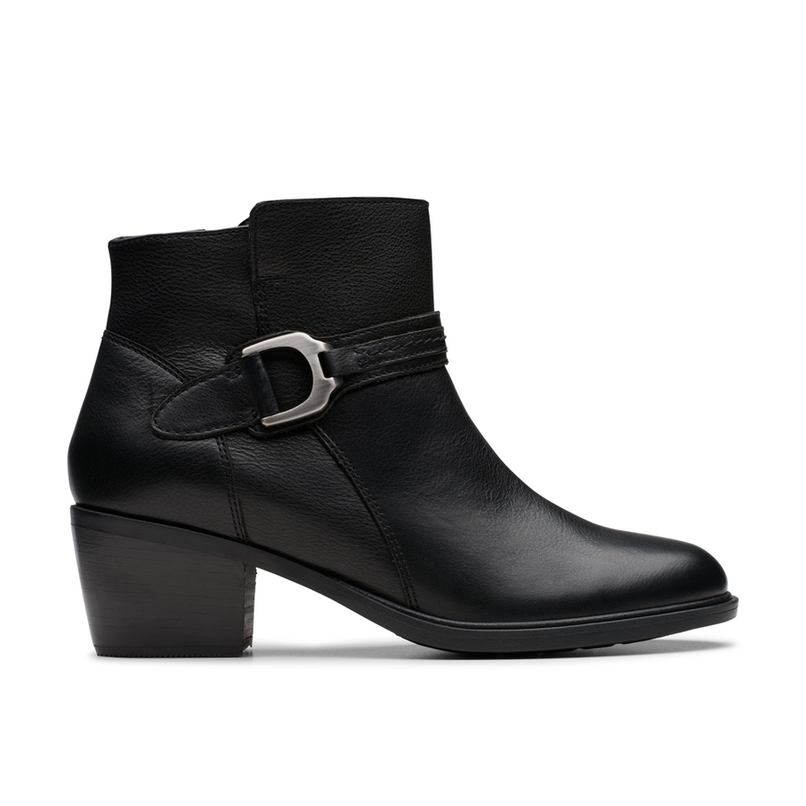 Clarks Neva Buckle Black Leather
