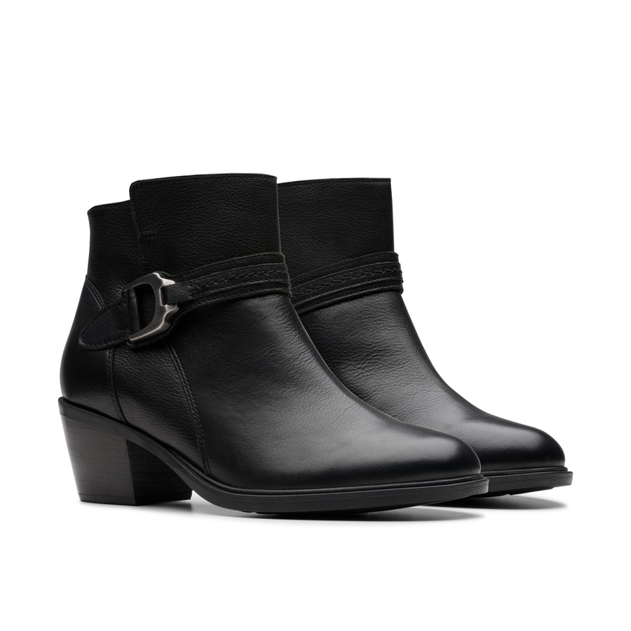 Clarks Neva Buckle Black Leather
