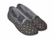 Padders Albertine Charcoal Woven Spot Slippers