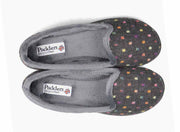 Padders Albertine Charcoal Woven Spot Slippers