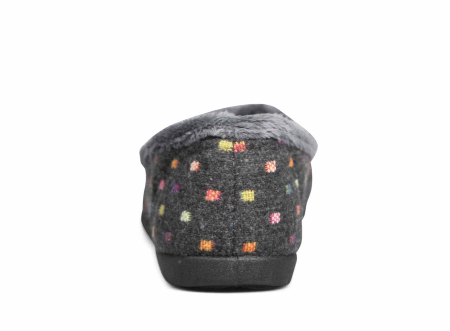 Padders Albertine Charcoal Woven Spot Slippers