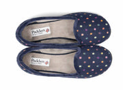 Padders Albertine Navy Woven Spot Slippers