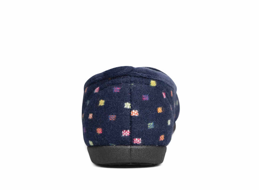 Padders Albertine Navy Woven Spot Slippers