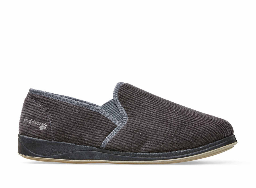 Padders Albert Grey Corduroy Slippers