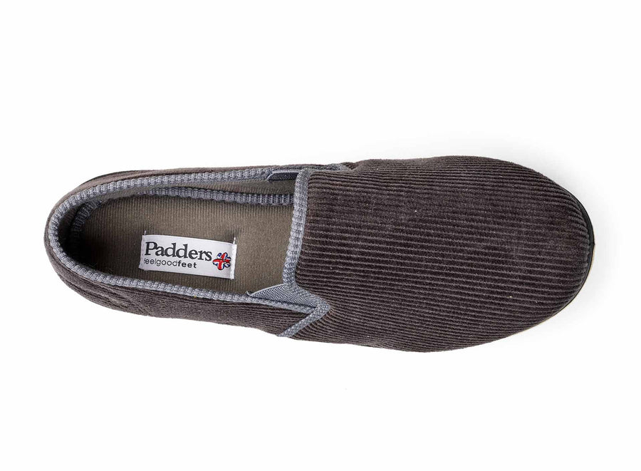 Padders Albert Grey Corduroy Slippers
