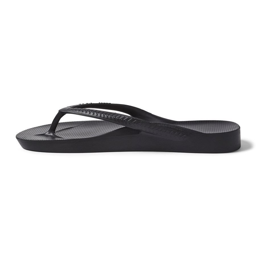 Archies Arch Support Flip Flops Classic  Black