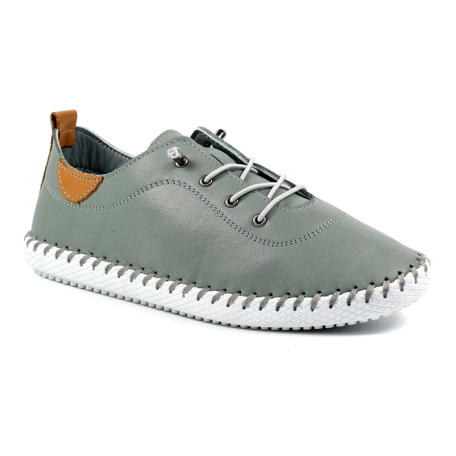 Lunar St Ives Leather Plimsoll Grey