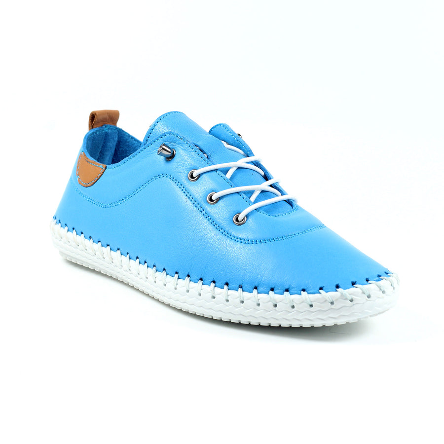 Lunar St Ives Leather Plimsoll Santorini Blue