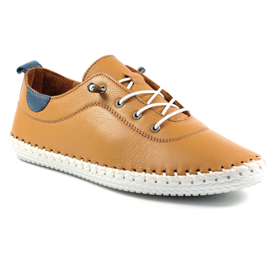 Lunar St Ives Leather Plimsoll Tan