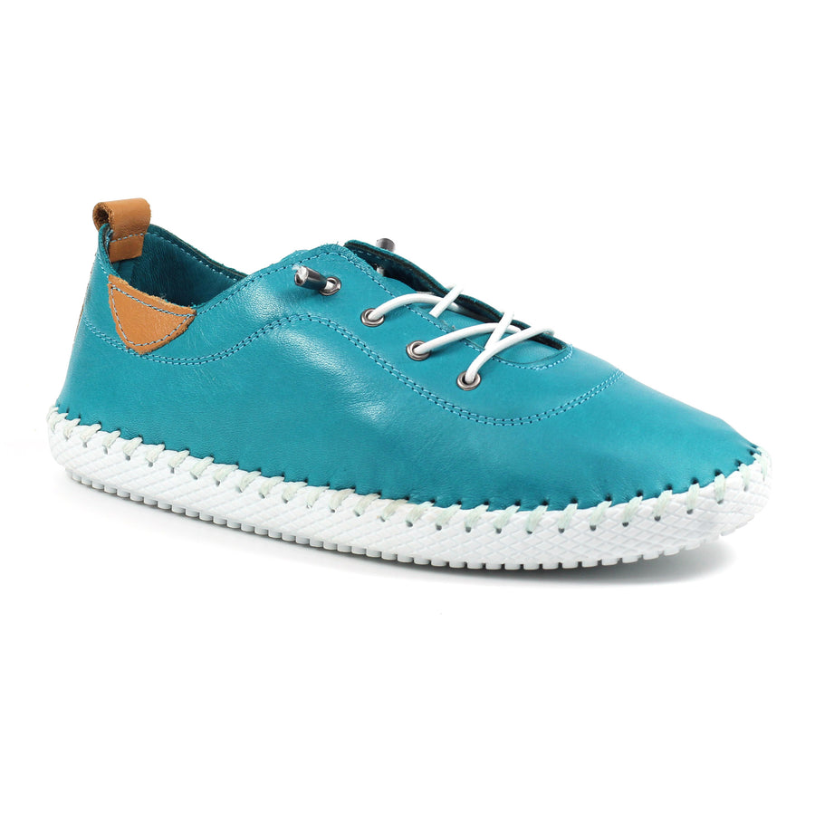 Lunar St Ives Leather Plimsoll Teal