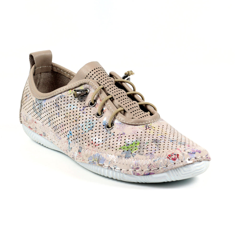 Lunar Hydro Leather Plimsoll Grey Floral