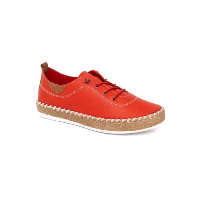 Modella Ivy Leather Plimsoll Red