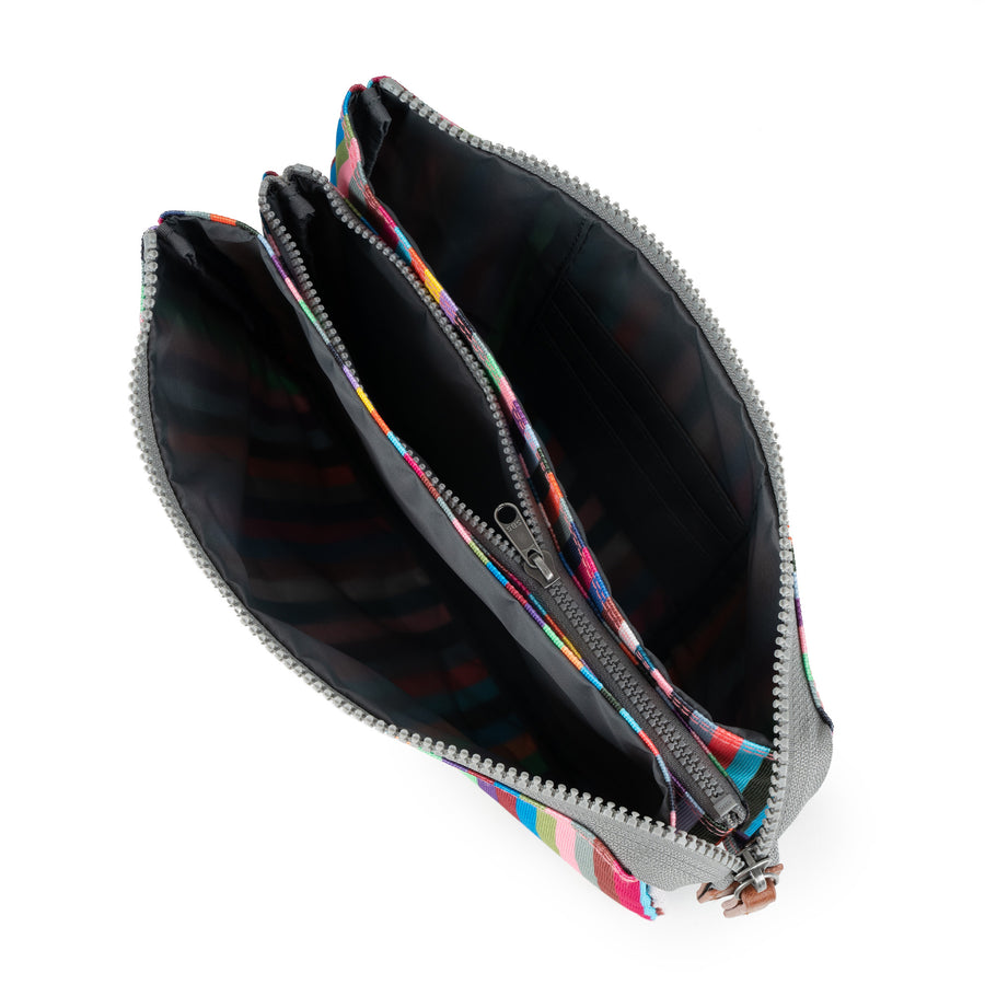 ROKA Carnaby Crossbody XL Multi Stripe Recycled Canvas