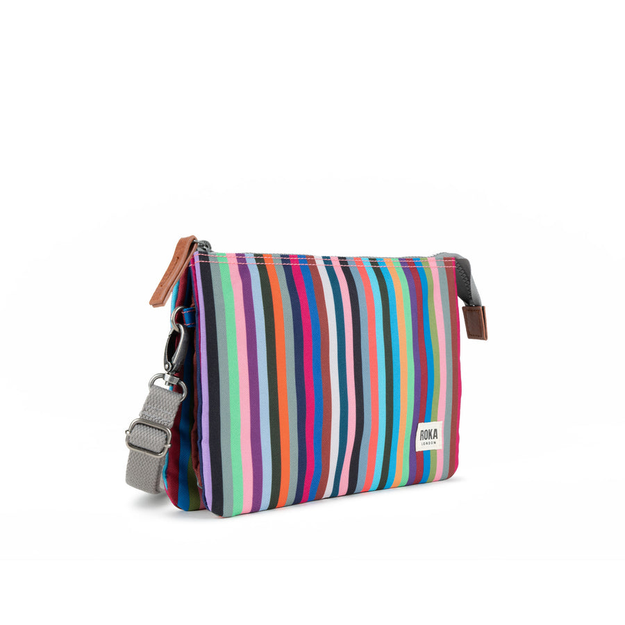 ROKA Carnaby Crossbody XL Multi Stripe Recycled Canvas