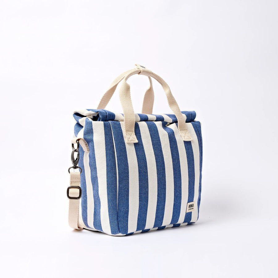 ROKA Hampstead Lunch Bag Denim Stripe Cotton Canvas