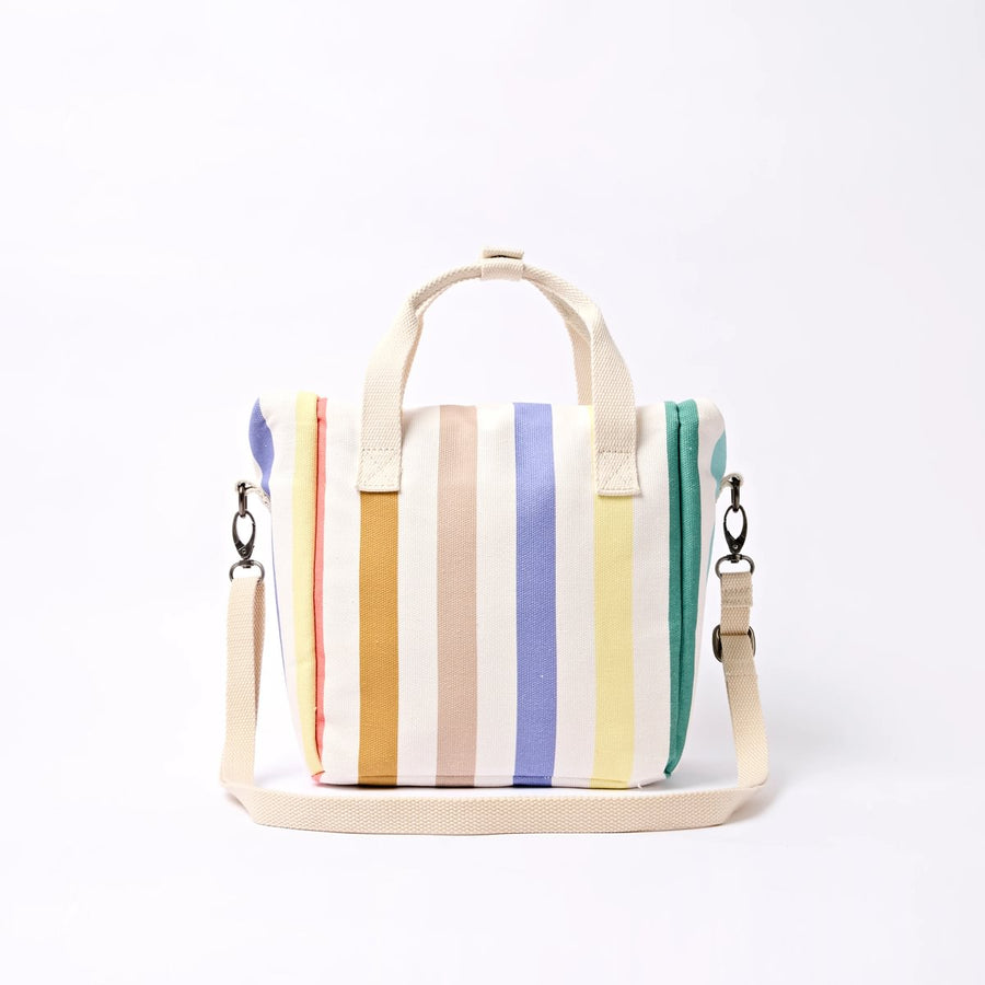 ROKA Hampstead Lunch Bag Pastel Multi Stripe Cotton Canvas
