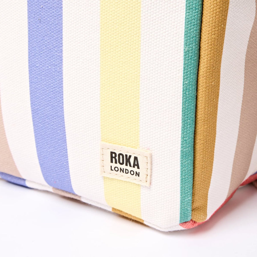 ROKA Hampstead Lunch Bag Pastel Multi Stripe Cotton Canvas