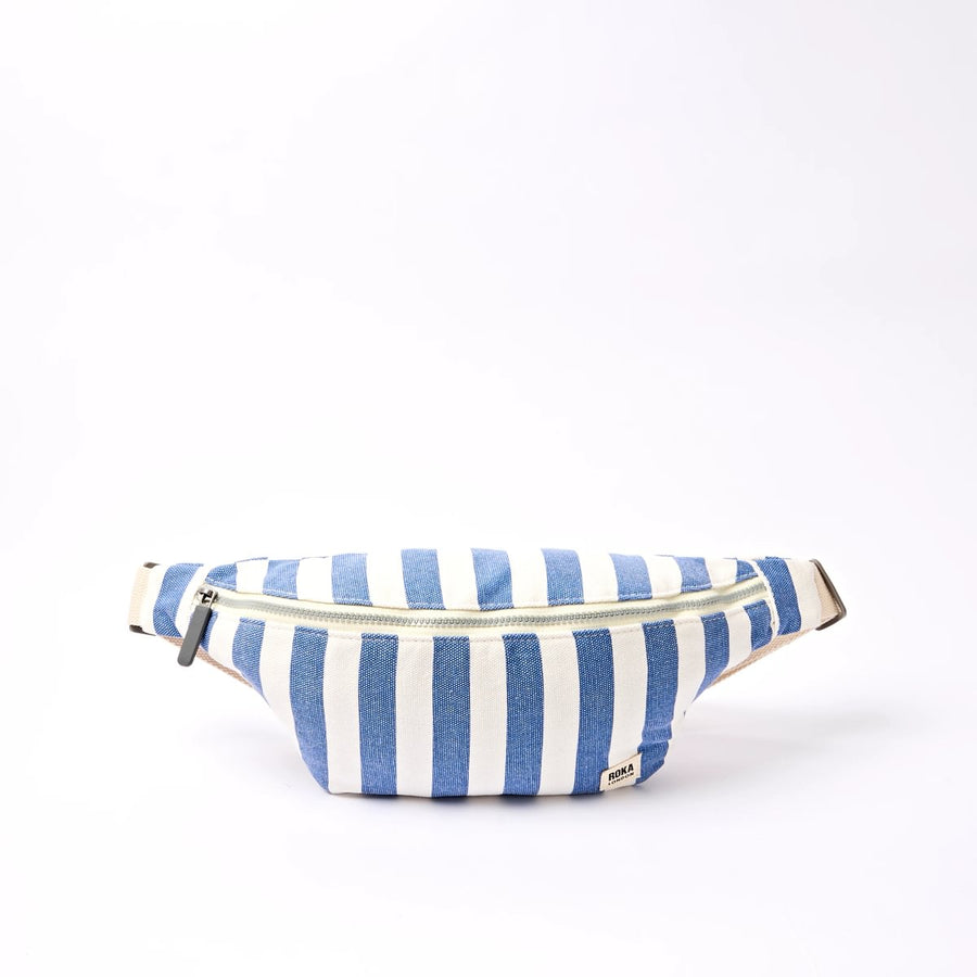 ROKA Mill Hill Crossbody Bag Denim Stripe Cotton Canvas