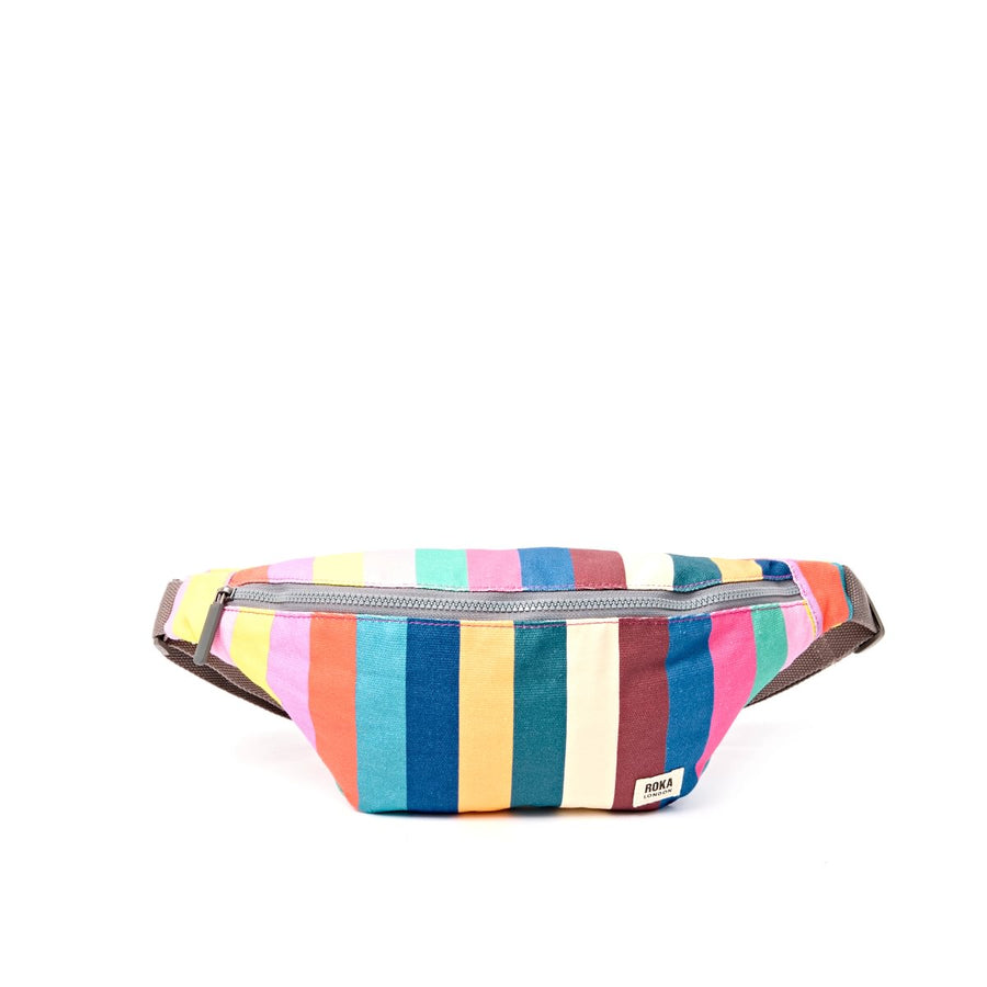 Roka Mill Hill Crossbody Bag Wide Multi Stripe Cotton Canvas