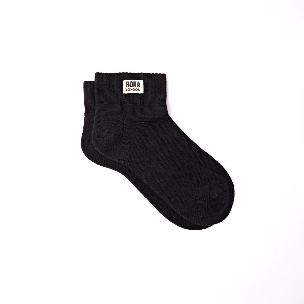 ROKA Wembley Crop Ankle Sock Black Organic Cotton