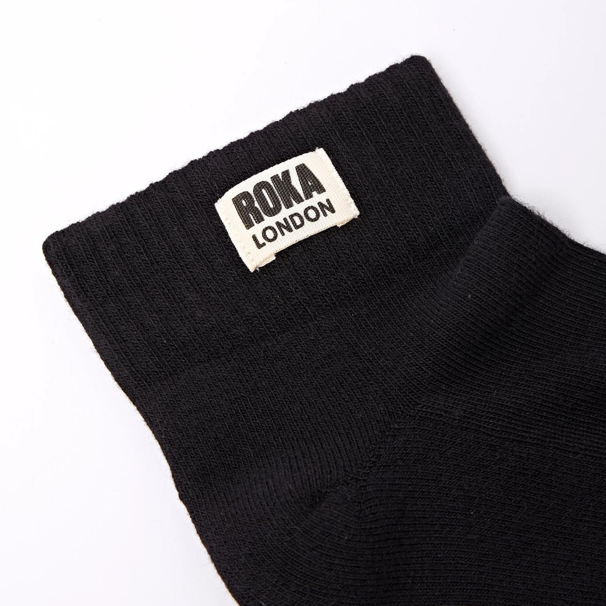 ROKA Wembley Crop Ankle Sock Black Organic Cotton