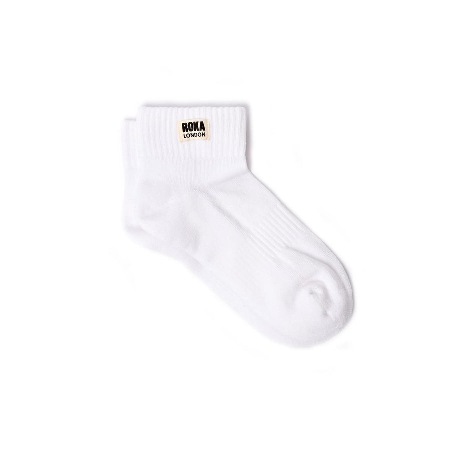 ROKA Wembley Crop Ankle Sock Off White Organic Cotton