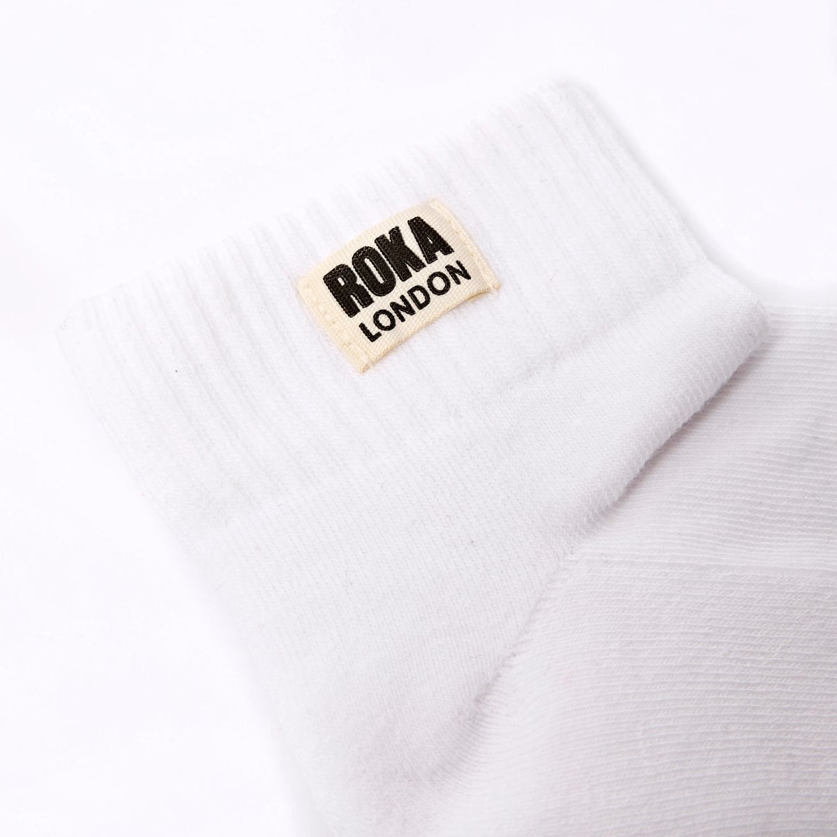 ROKA Wembley Crop Ankle Sock Off White Organic Cotton