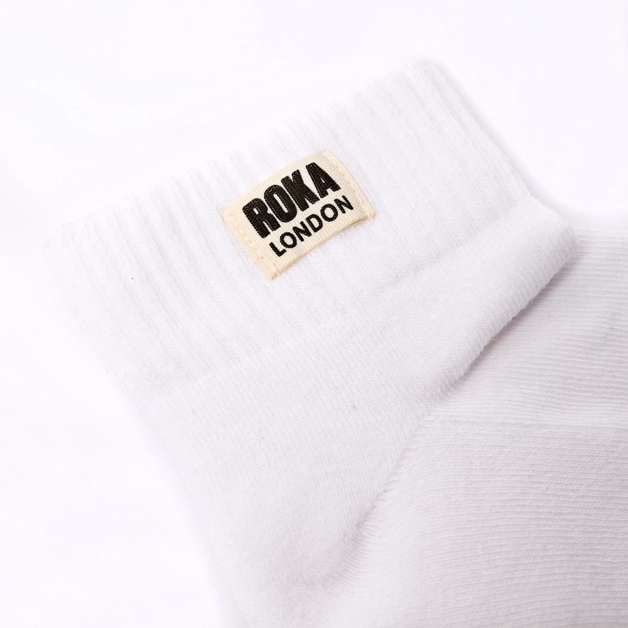 ROKA Wembley Crop Ankle Sock Off White Organic Cotton