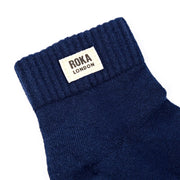 ROKA Wembley Crop Ankle Sock Deep Blue Organic Cotton