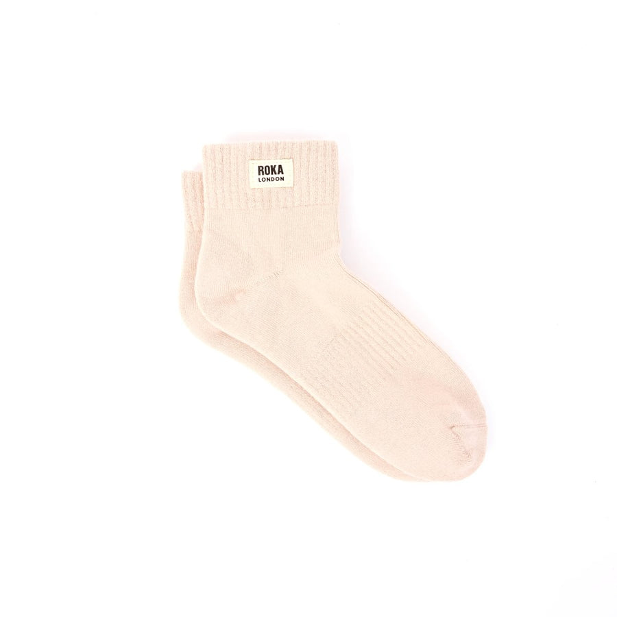 ROKA Wembley Crop Ankle Sock Ecru Organic Cotton
