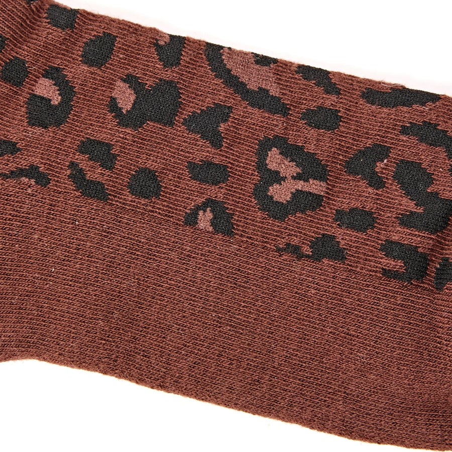 ROKA Wembley Crop Ankle Sock Mini Leopard Organic Cotton