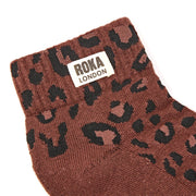 ROKA Wembley Crop Ankle Sock Mini Leopard Organic Cotton