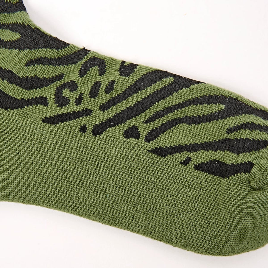 ROKA Wembley Crop Ankle Sock Mixed Animal Artichoke Organic Cotton