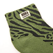 ROKA Wembley Crop Ankle Sock Mixed Animal Artichoke Organic Cotton