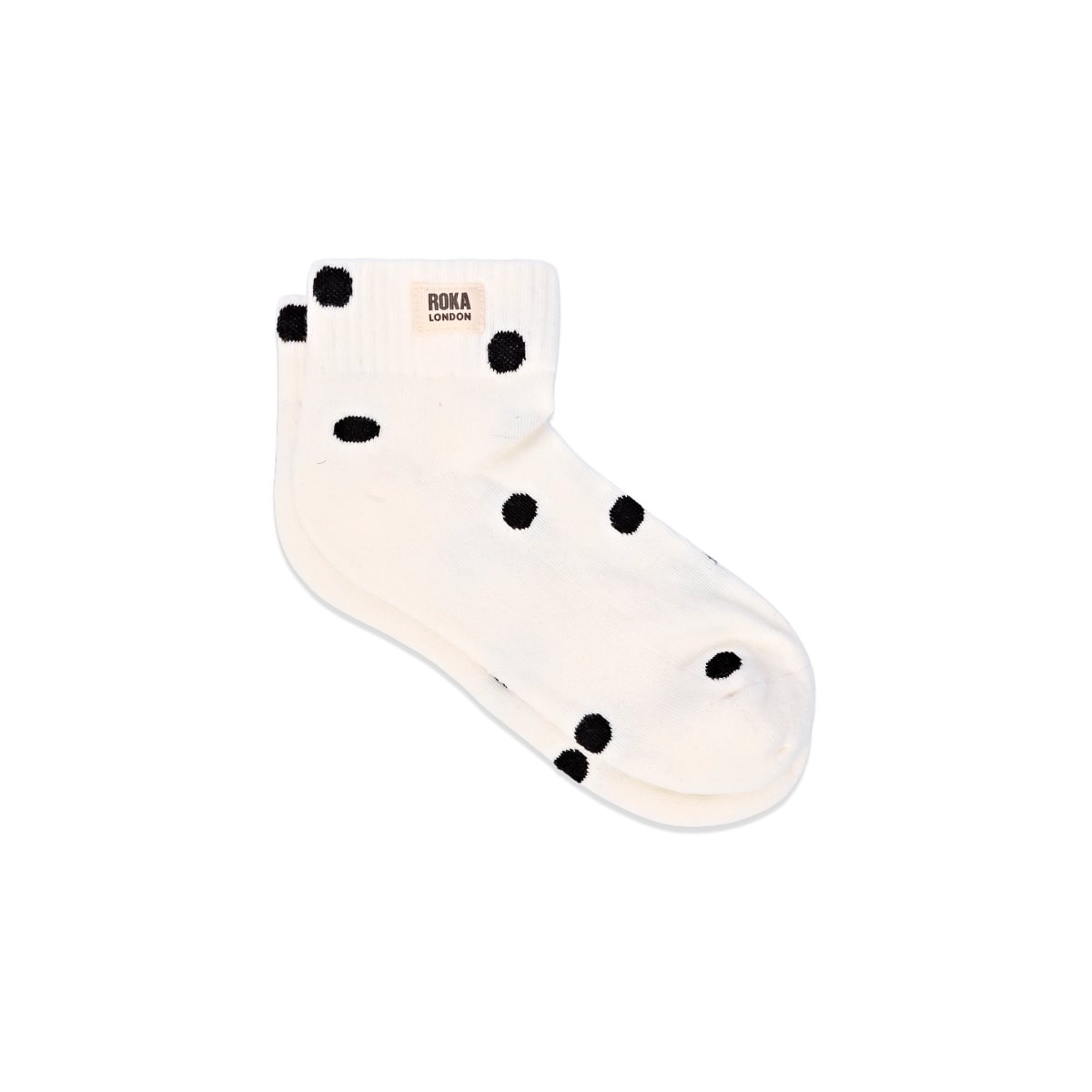 ROKA Wembley Crop Ankle Sock Marshmallow Dot