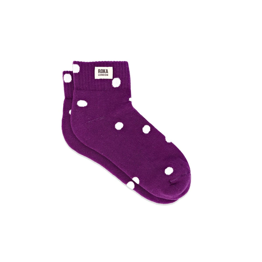 ROKA Wembley Crop Ankle Sock Purple Dot