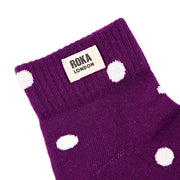 ROKA Wembley Crop Ankle Sock Purple Dot