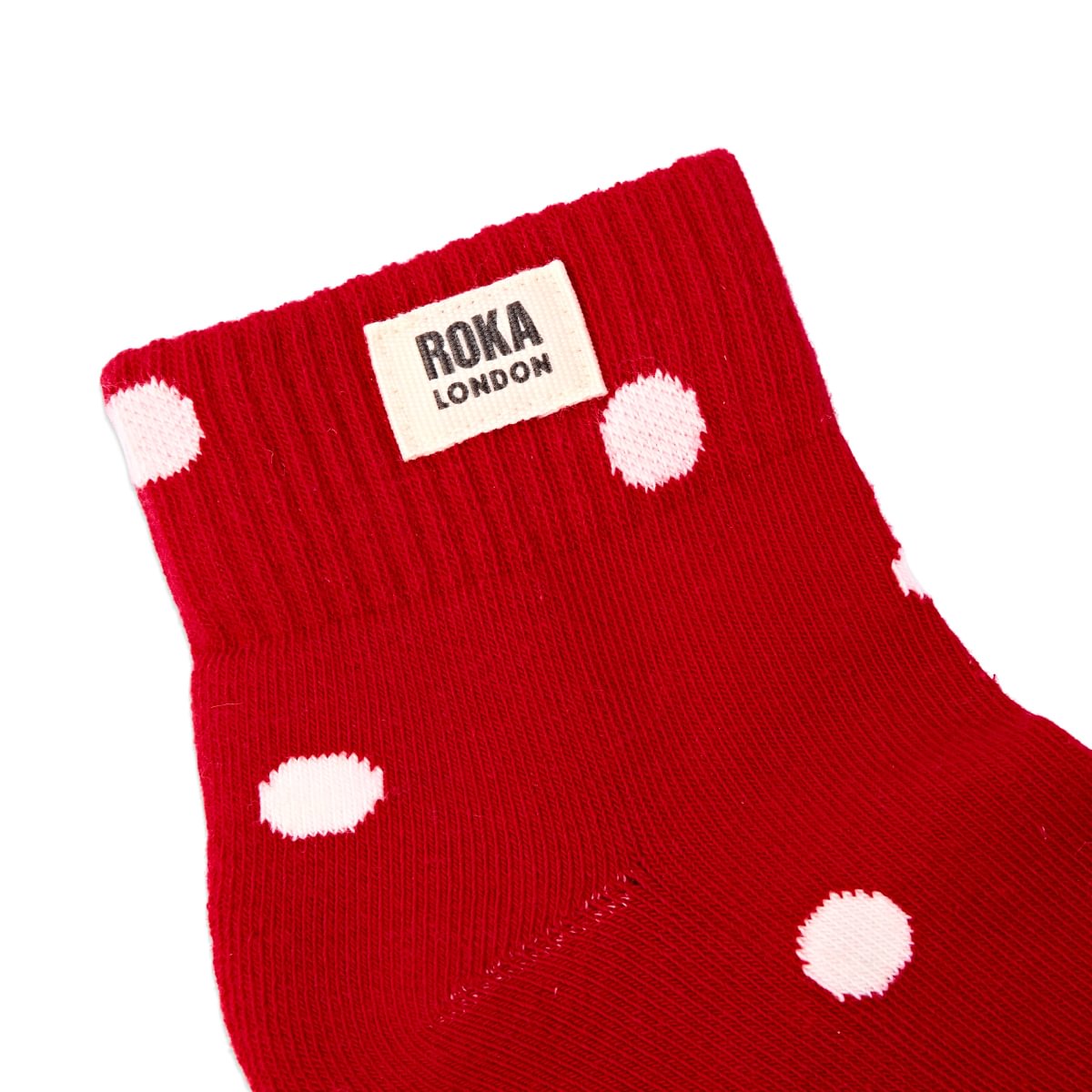 ROKA Wembley Crop Ankle Sock Scarlet Dot